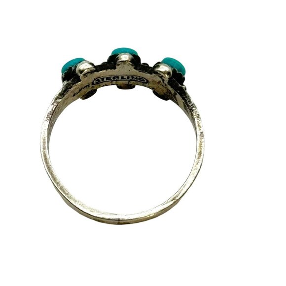 Vintage Sterling Silver Snake Eye Turquoise Ring Size 3.75 Fred Harvey Era - Picture 5 of 6